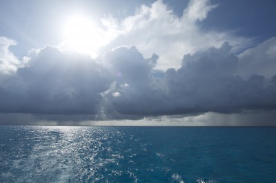Ocean, sun and clouds