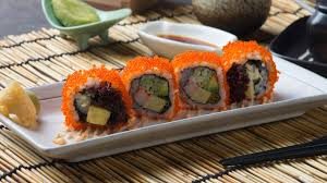 Capelin roe on sushi